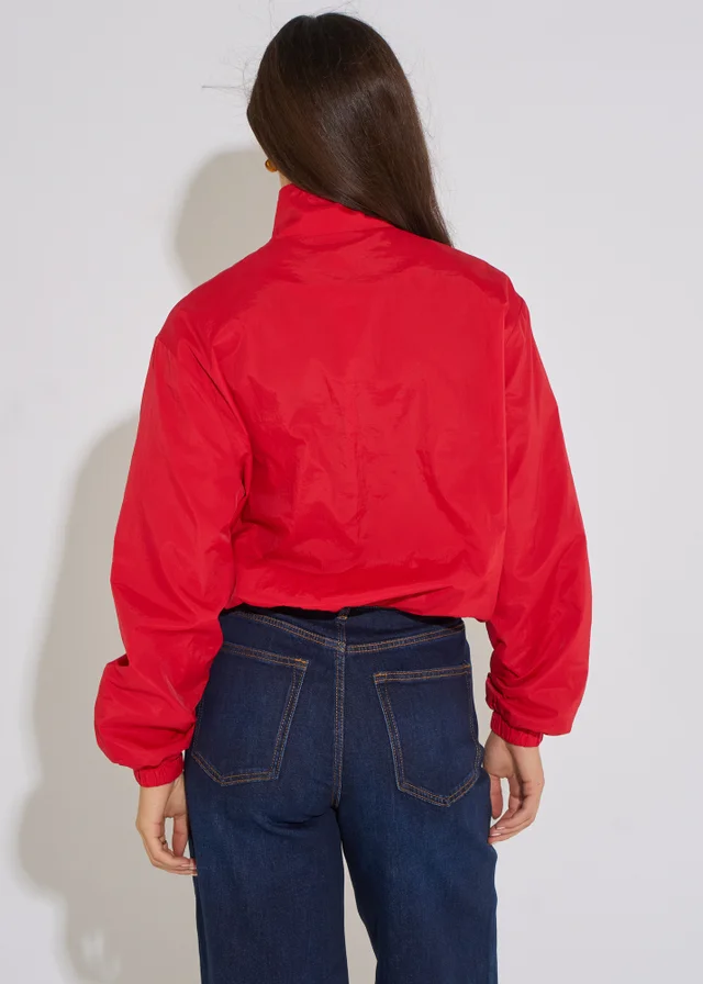 Gini London Red Funnel Neck Windbreaker Jacket