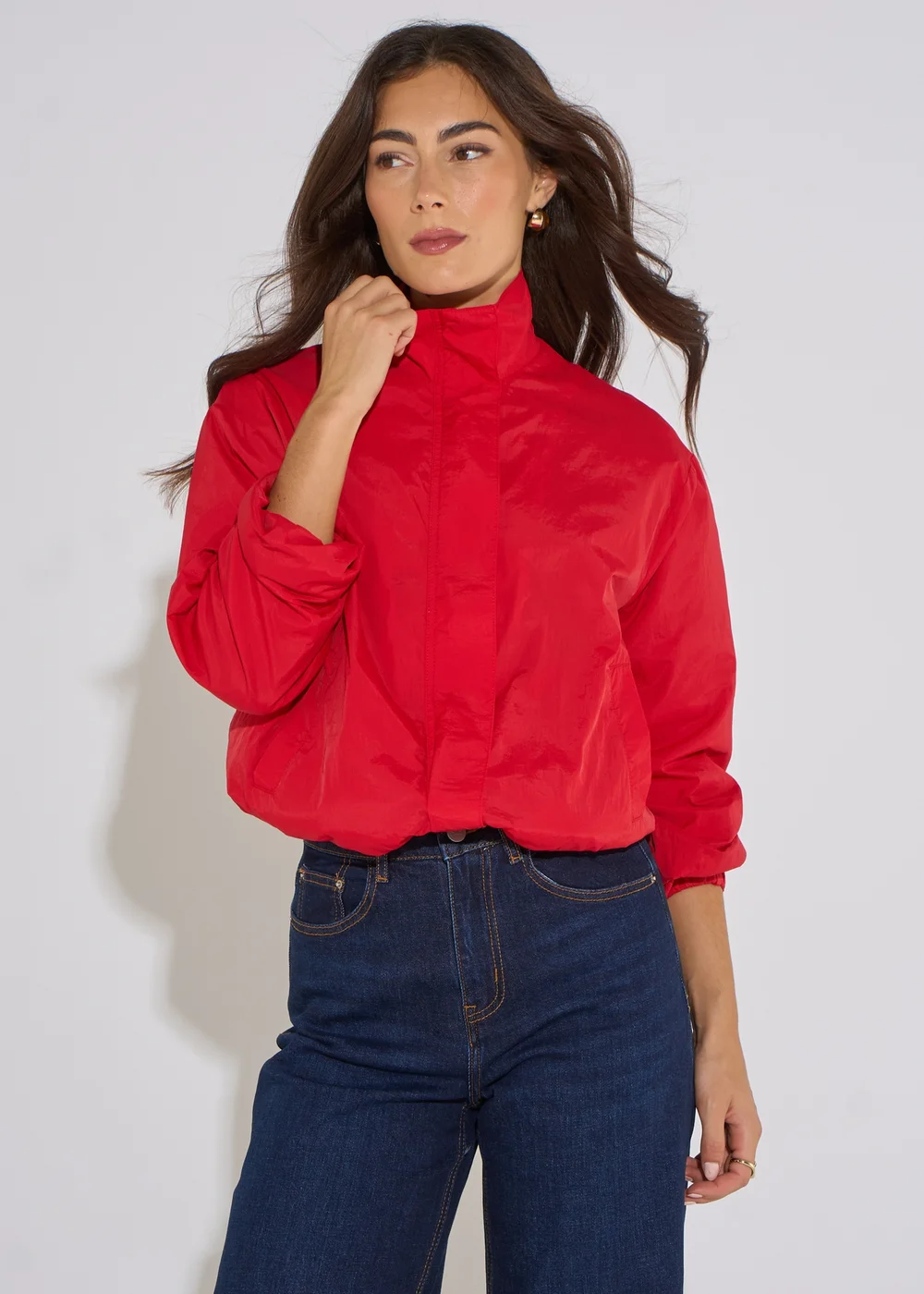 Gini London Red Funnel Neck Windbreaker Jacket - 12 Image 3