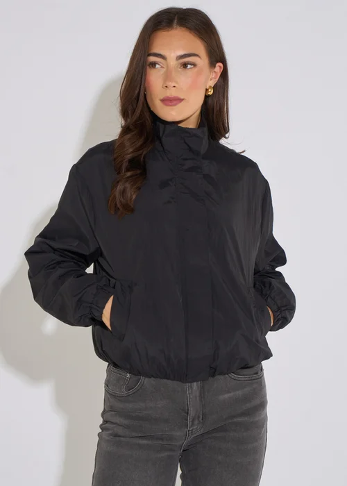Gini London Black Funnel Neck Windbreaker Jacket - 16 Image 1
