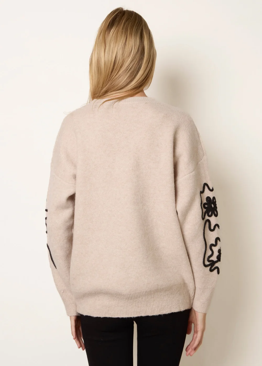 Blue Vanilla Stone Abstract Floral Embroidery Jumper - S/M Image 4