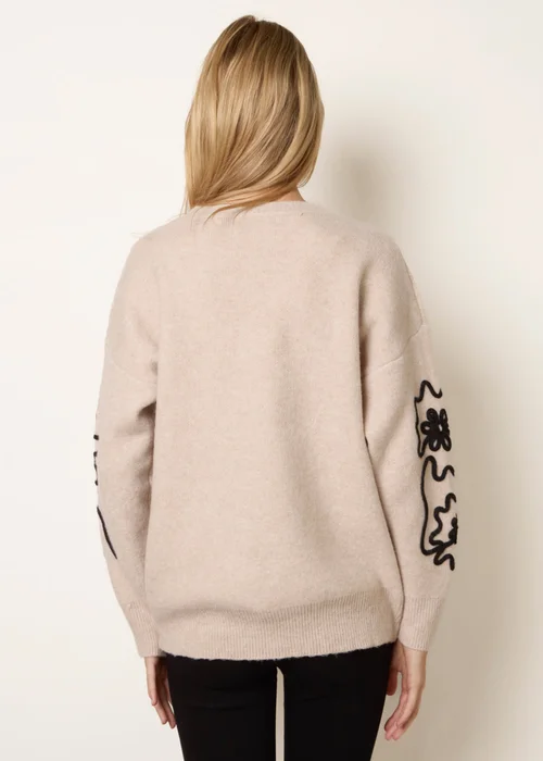 Blue Vanilla Stone Abstract Floral Embroidery Jumper - S/M Image 4