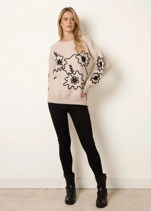 Blue Vanilla Stone Abstract Floral Embroidery Jumper - S/M Image 3