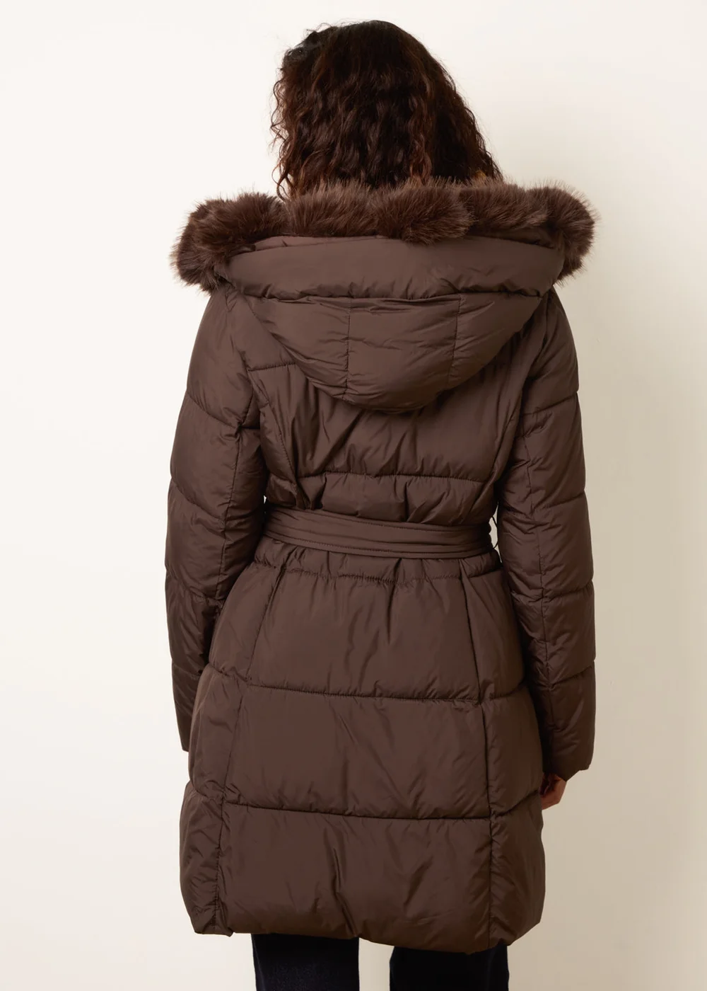 Blue Vanilla Brown Pelted Faux Fur Short Puffer - XL Image 4