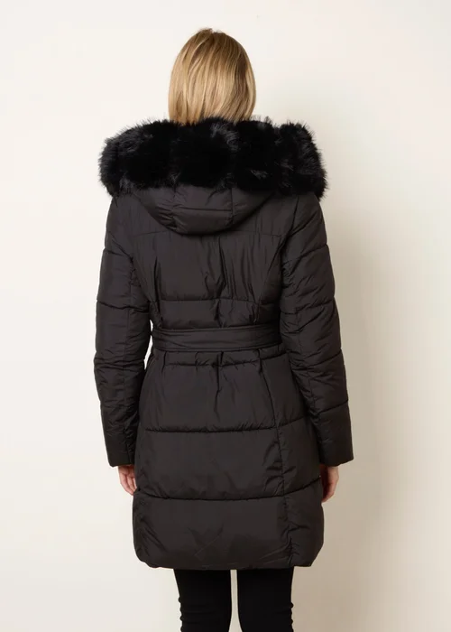Blue Vanilla Black Pelted Faux Fur Short Puffer - XL Image 4