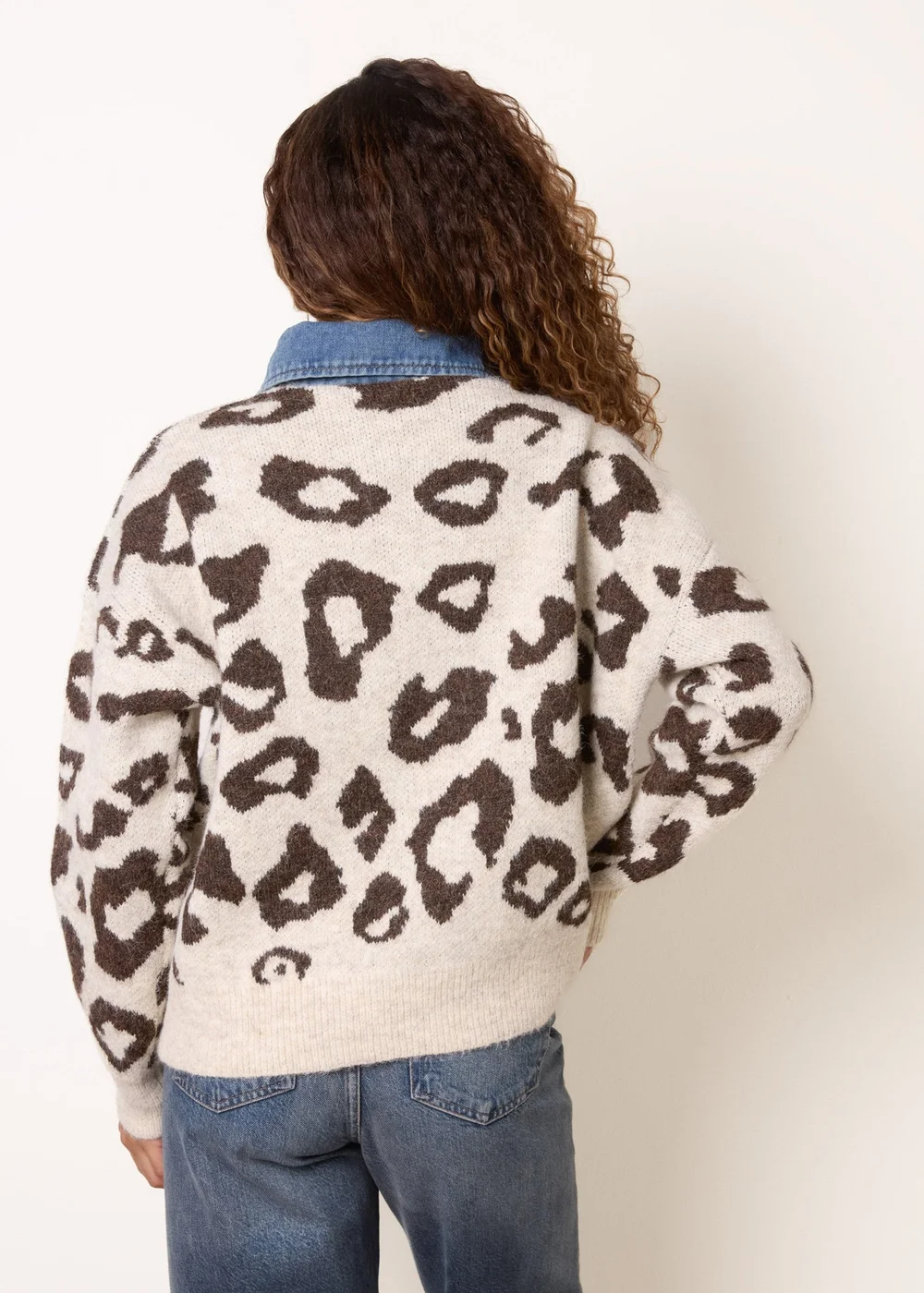 Blue Vanilla Beige Animal Knit Polo Jumper - M/L Image 4