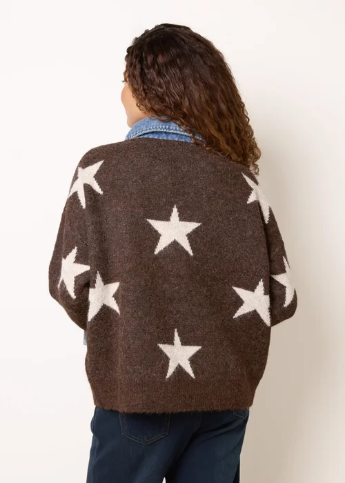 Blue Vanilla Brown Star Knit Polo Jumper - One Size Image 4