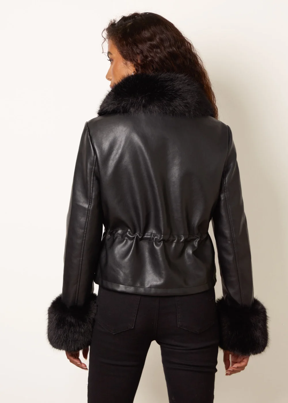 Blue Vanilla Black Faux Fur Trimmed Jacket - L Image 4