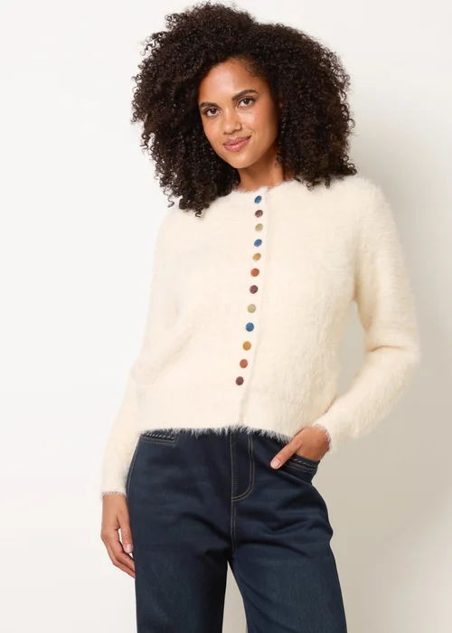 Blue Vanilla Cream Soft Round Neck Cardigan - S/M Image 2