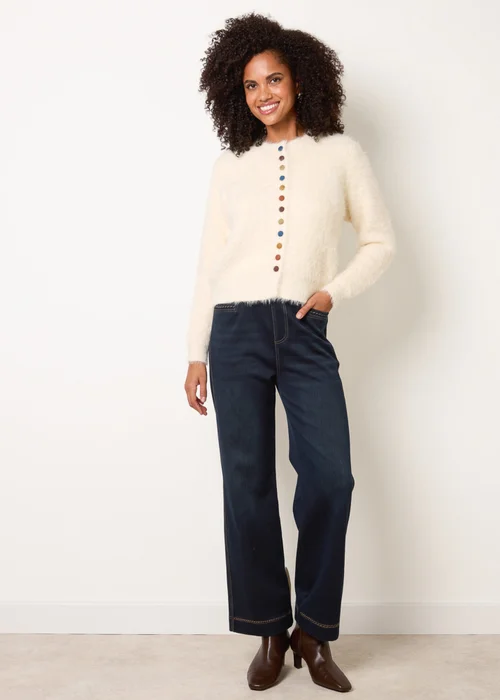 Blue Vanilla Cream Soft Round Neck Cardigan - S/M Image 3