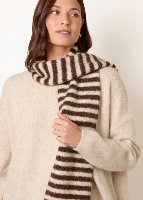 Blue Vanilla Beige Stripe 2 in 1 Scarf Jumper - One Size Image 2