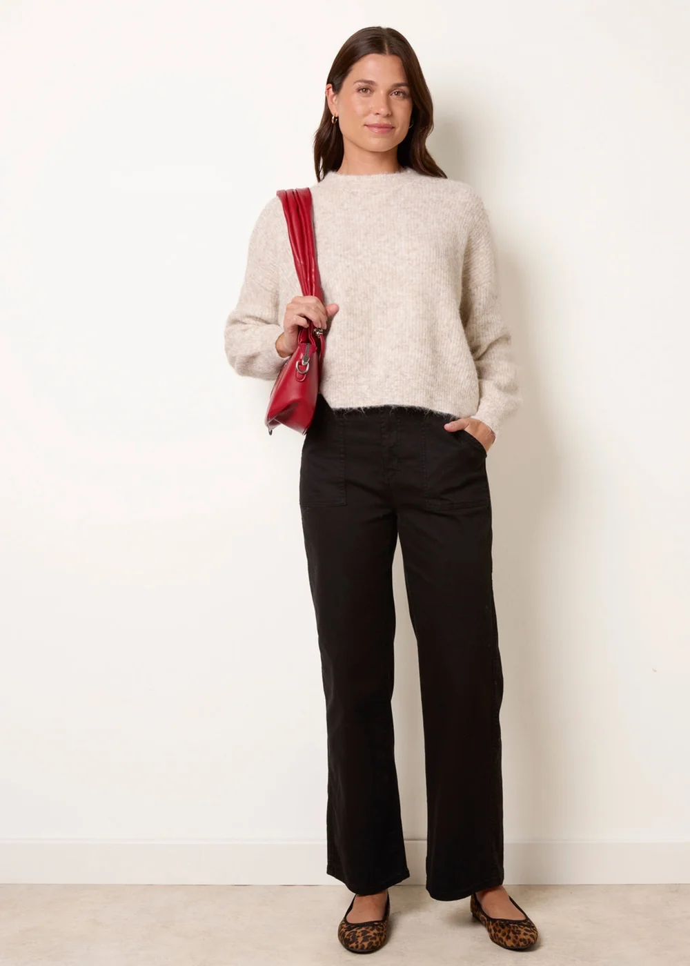 Blue Vanilla Beige Round Neck Knitted Jumper - S/M Image 2