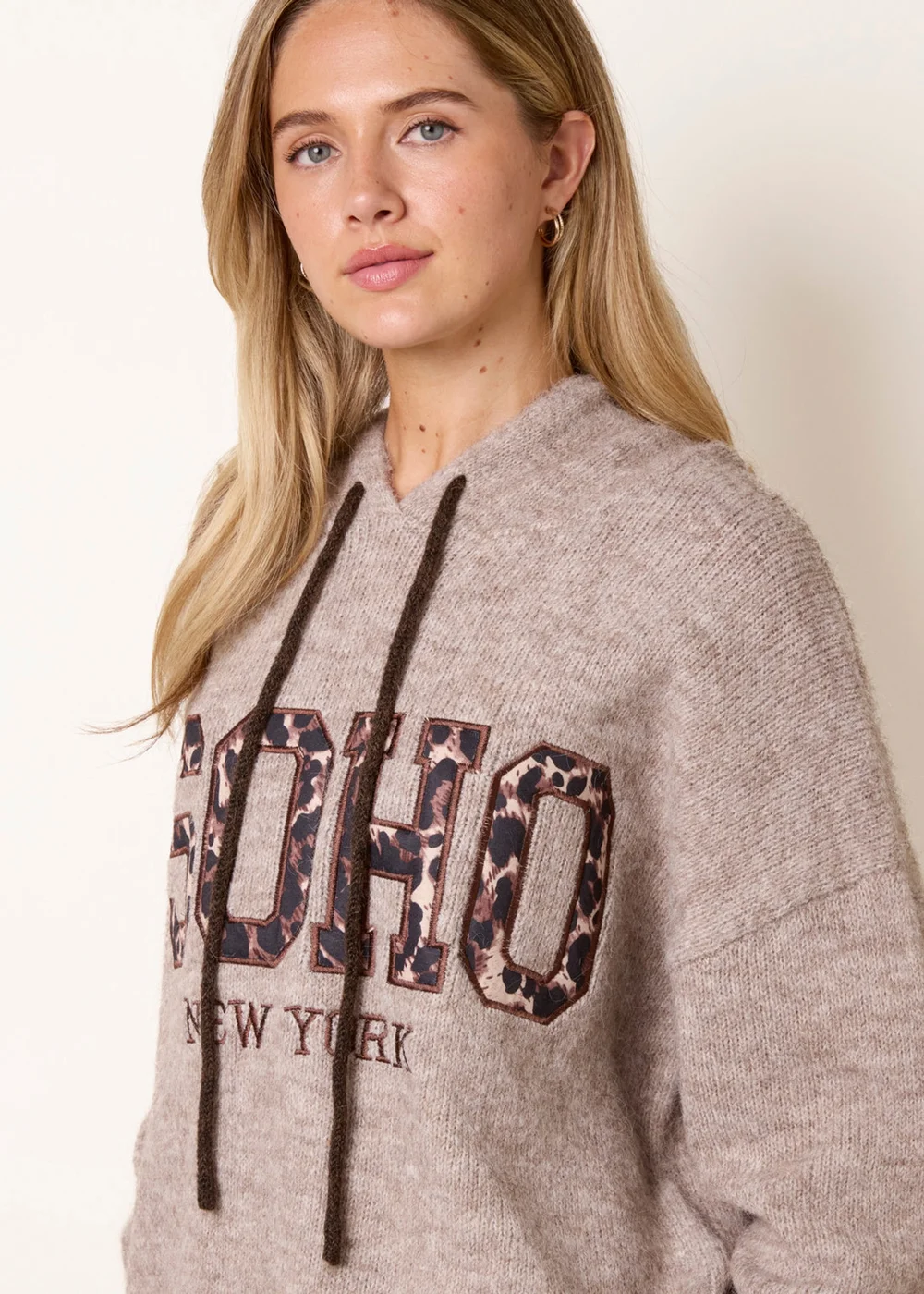 Blue Vanilla Brown Soho Knitted Hoodie - S/M Image 3