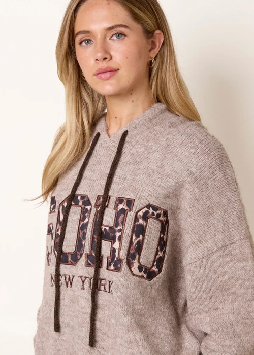 Blue Vanilla Brown Soho Knitted Hoodie - S/M Image 3