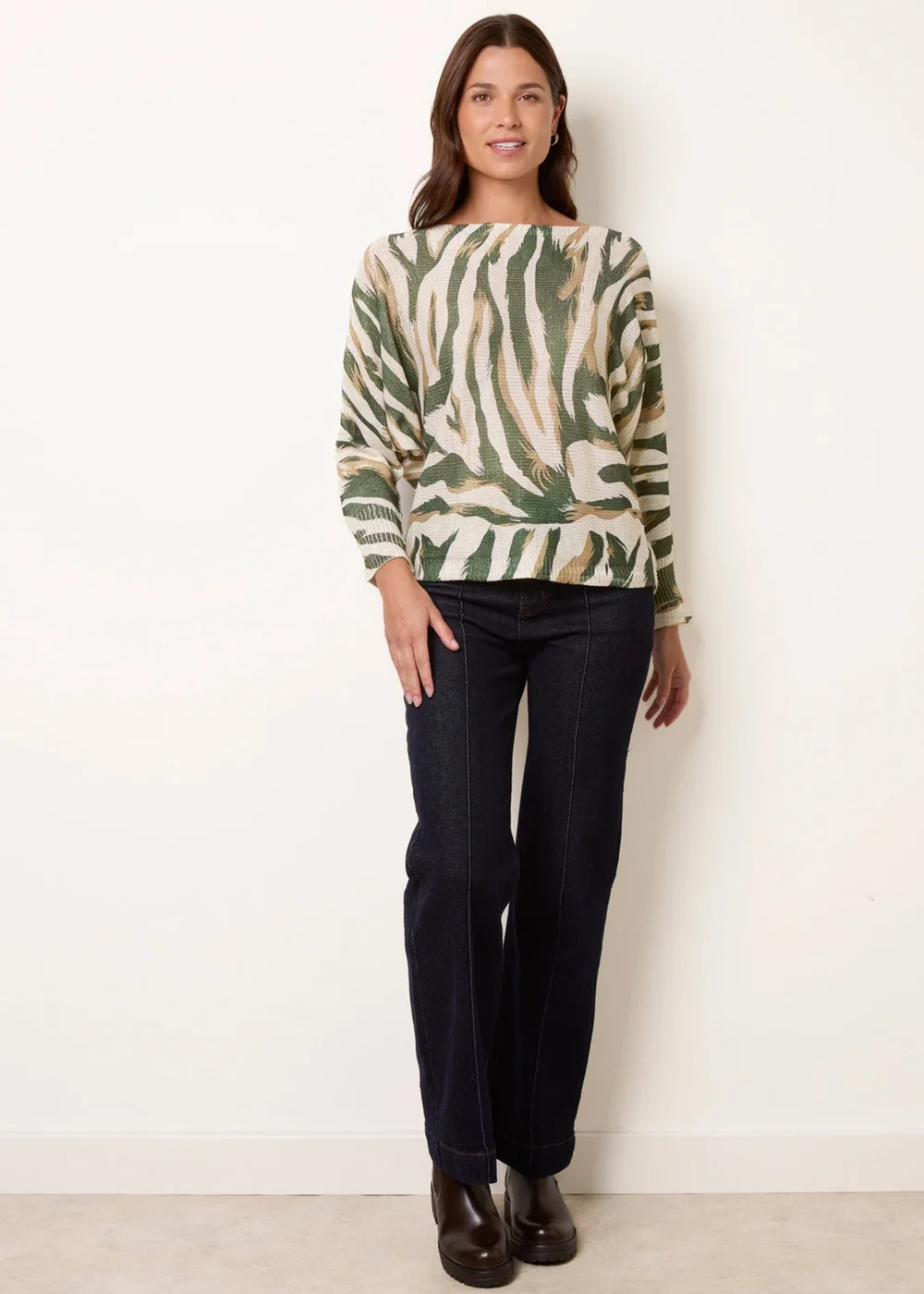 Blue Vanilla Khaki Metallic Batwing Foil Effect Jumper - One Size Image 3