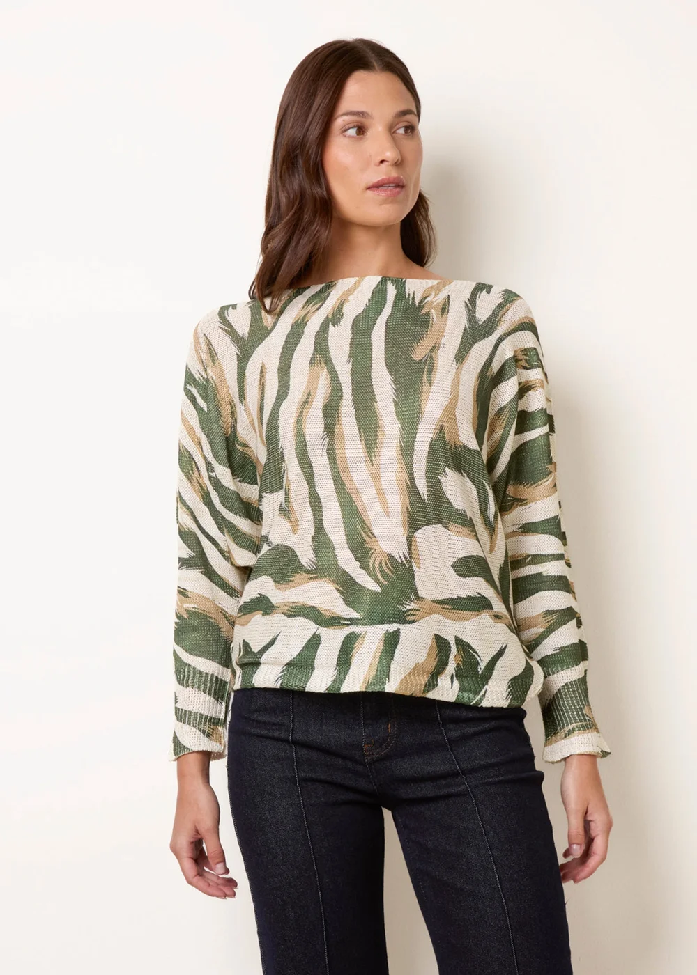 Blue Vanilla Khaki Metallic Batwing Foil Effect Jumper - One Size Image 2
