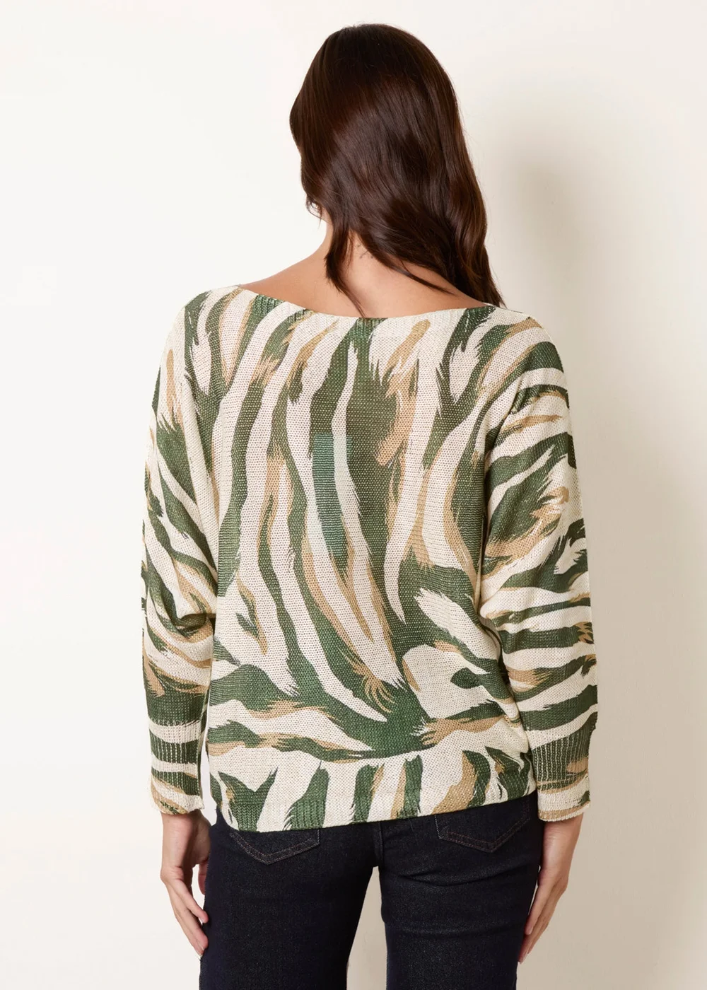Blue Vanilla Khaki Metallic Batwing Foil Effect Jumper - One Size Image 4