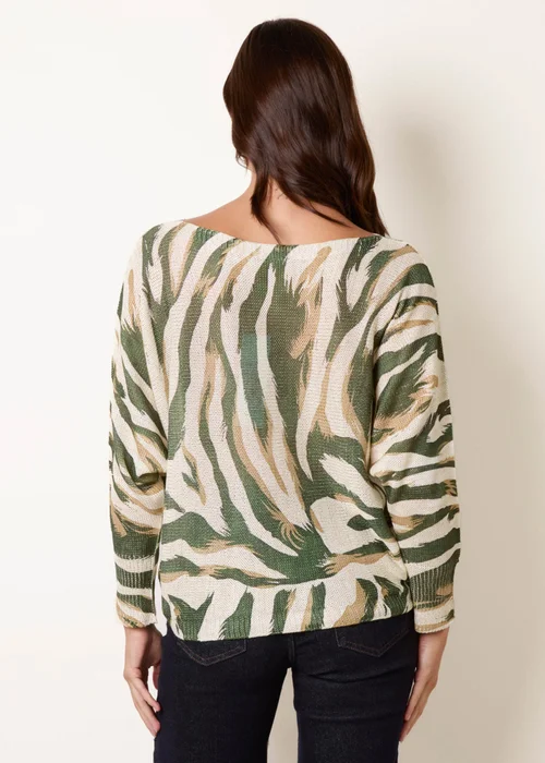 Blue Vanilla Khaki Metallic Batwing Foil Effect Jumper - One Size Image 4