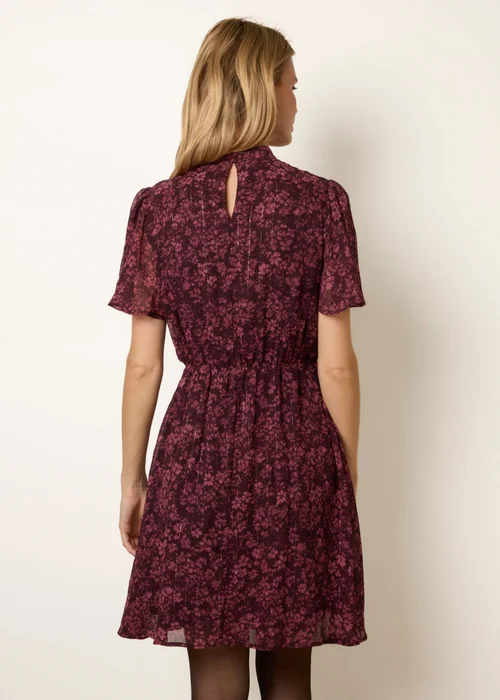 Blue Vanilla Multi High Neck Floral Metallic Mini Dress - XL Image 4