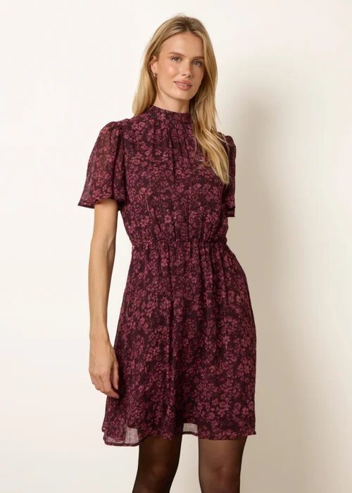 Blue Vanilla Multi High Neck Floral Metallic Mini Dress - XL Image 1