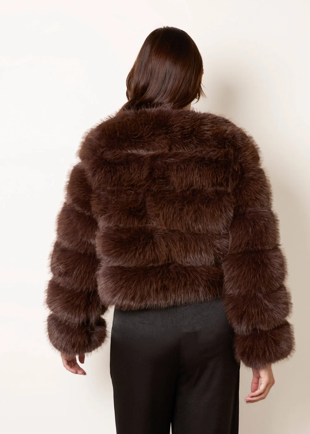 Blue Vanilla Brown Faux Fur Short Coat - S Image 4