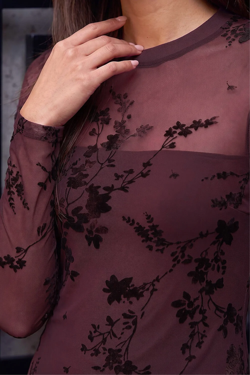 Roman Wine Floral Mesh Midi Dress - 10 Image 4