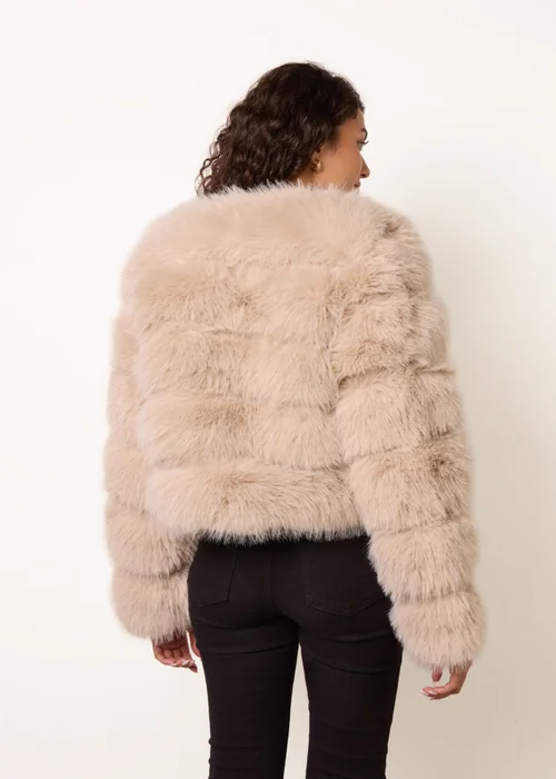 Blue Vanilla Beige Faux Fur Short Coat - S Image 4