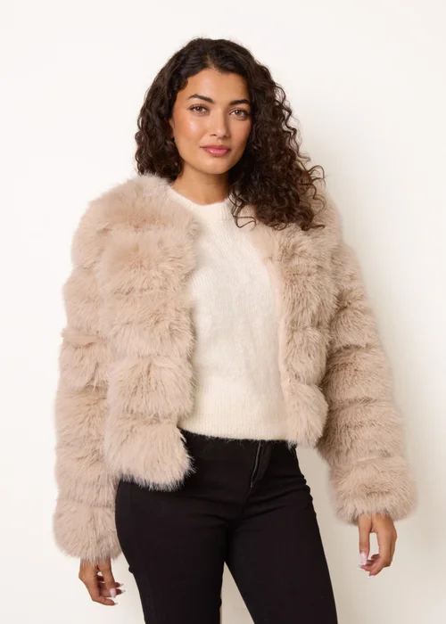 Blue Vanilla Beige Faux Fur Short Coat - S Image 1