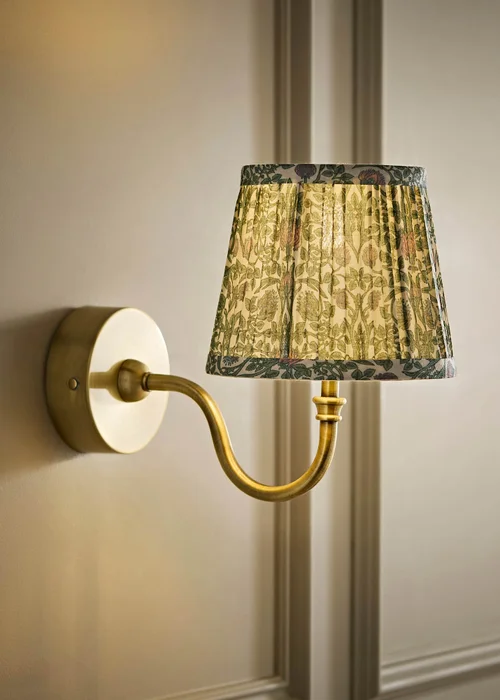 ValueLights Lowe Brushed Gold Rechargeable Wall Light Base with Floral Pleated Shade - One Size Image 1
