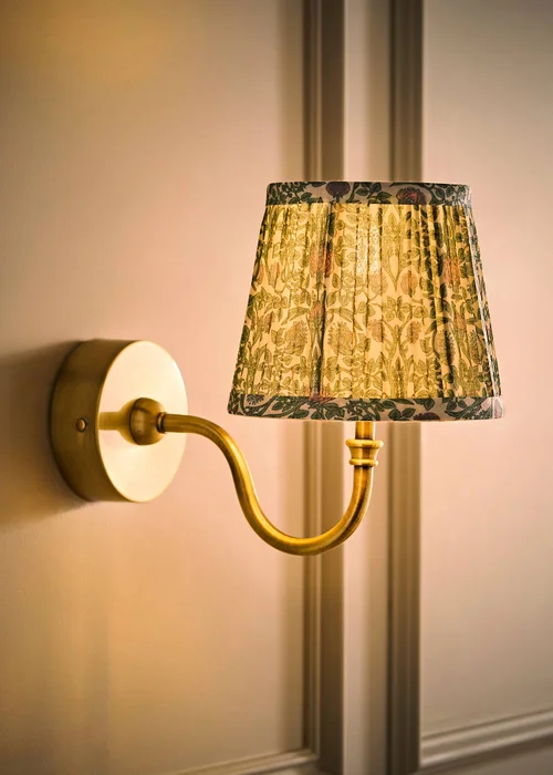 ValueLights Lowe Brushed Gold Rechargeable Wall Light Base with Floral Pleated Shade - One Size Image 2
