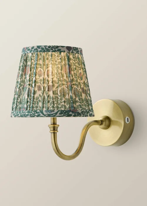ValueLights Lowe Brushed Gold Rechargeable Wall Light Base with Floral Pleated Shade - One Size Image 3