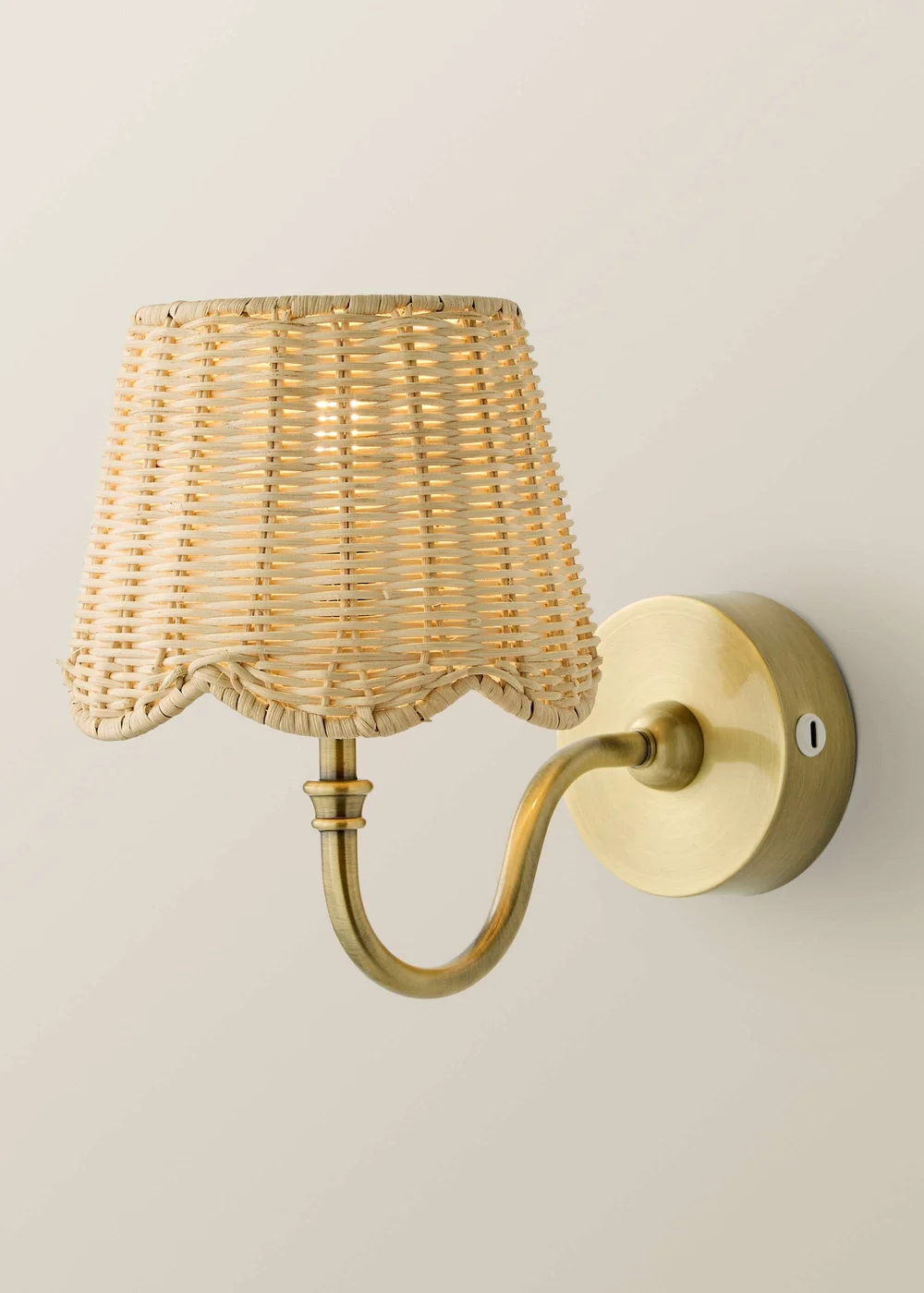 ValueLights Lowe Brushed Gold Rechargeable Wall Light Base with Rattan Taper Shade - One Size Image 3