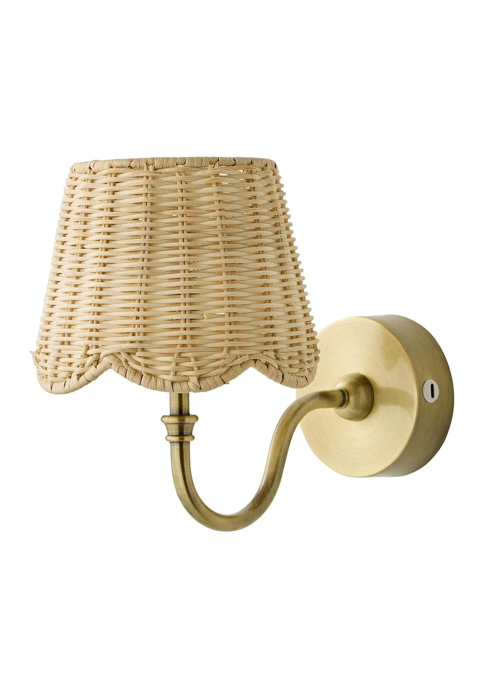 ValueLights Lowe Brushed Gold Rechargeable Wall Light Base with Rattan Taper Shade - One Size Image 4
