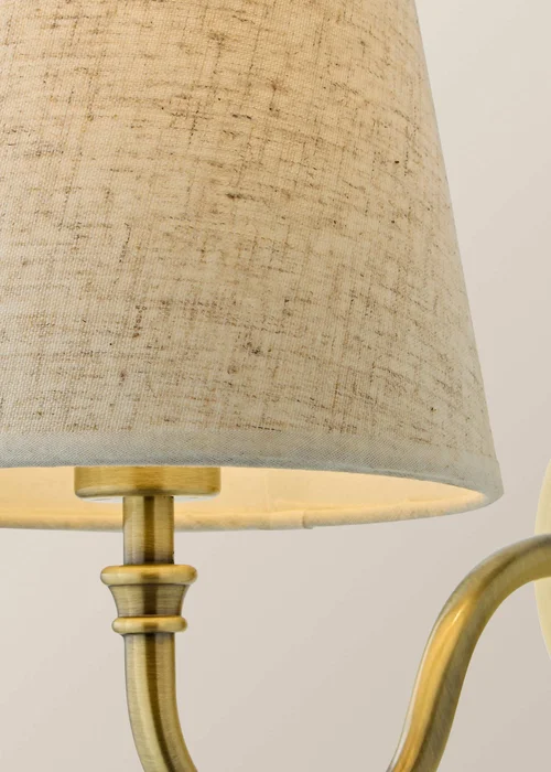 ValueLights Lowe Brushed Gold Rechargeable Wall Light Base with Linen Taper Shade - One Size Image 5