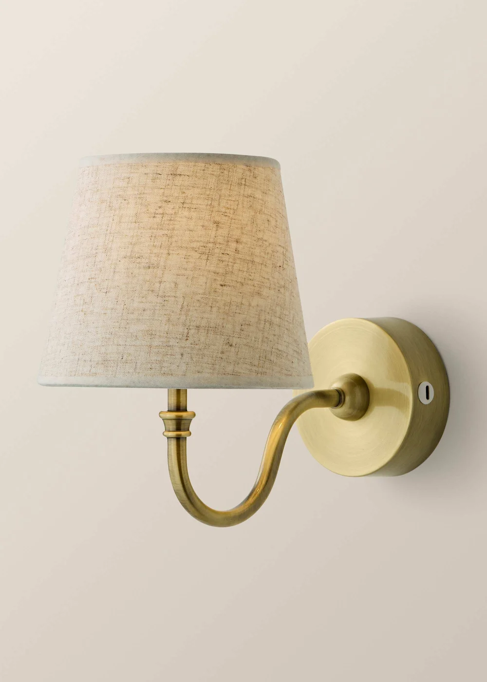 ValueLights Lowe Brushed Gold Rechargeable Wall Light Base with Linen Taper Shade - One Size Image 3