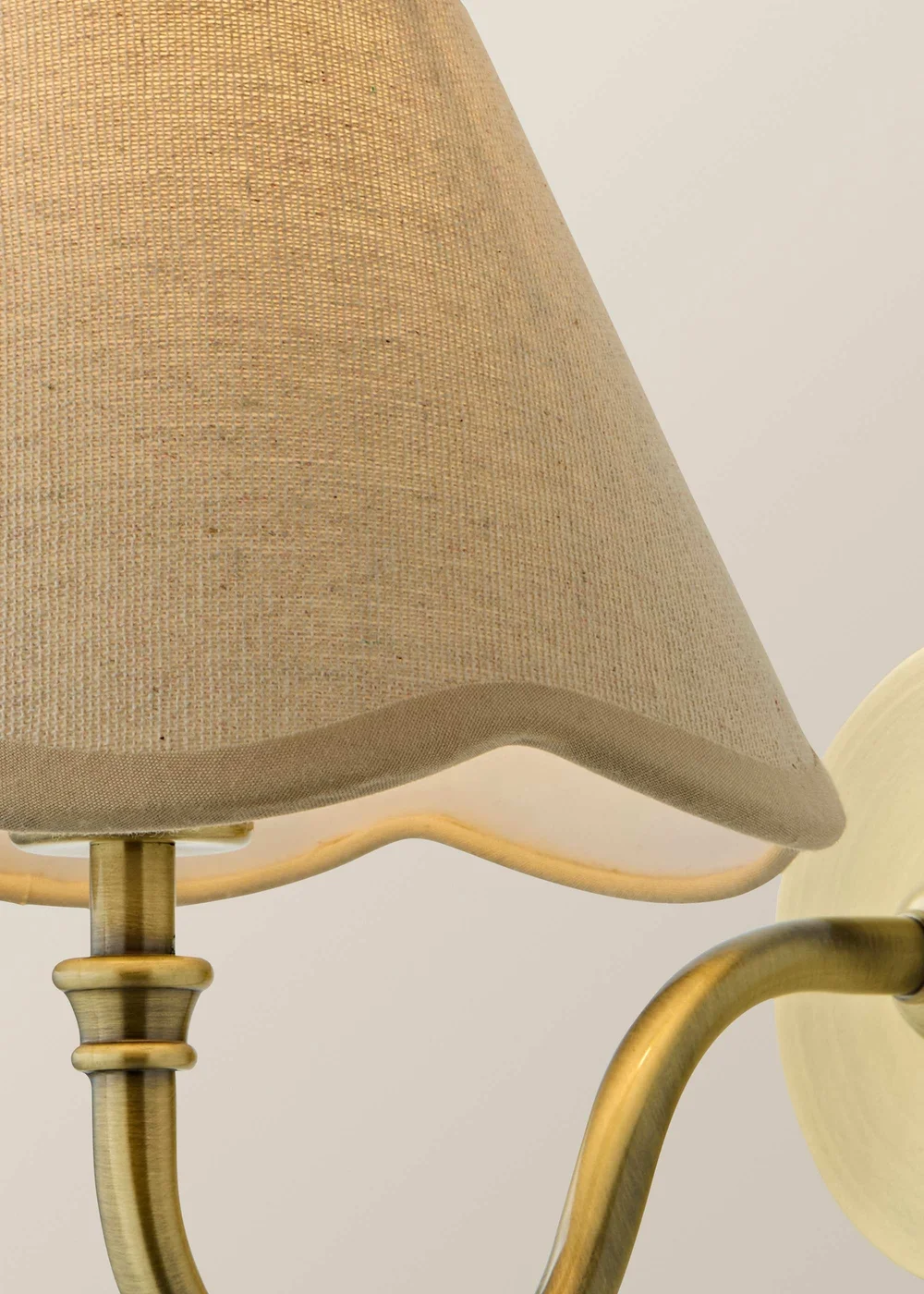 ValueLights Lowe Brushed Gold Rechargeable Wall Light Base with Scallop Trim Natural Shade - One Size Image 6
