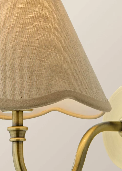 ValueLights Lowe Brushed Gold Rechargeable Wall Light Base with Scallop Trim Natural Shade - One Size Image 6