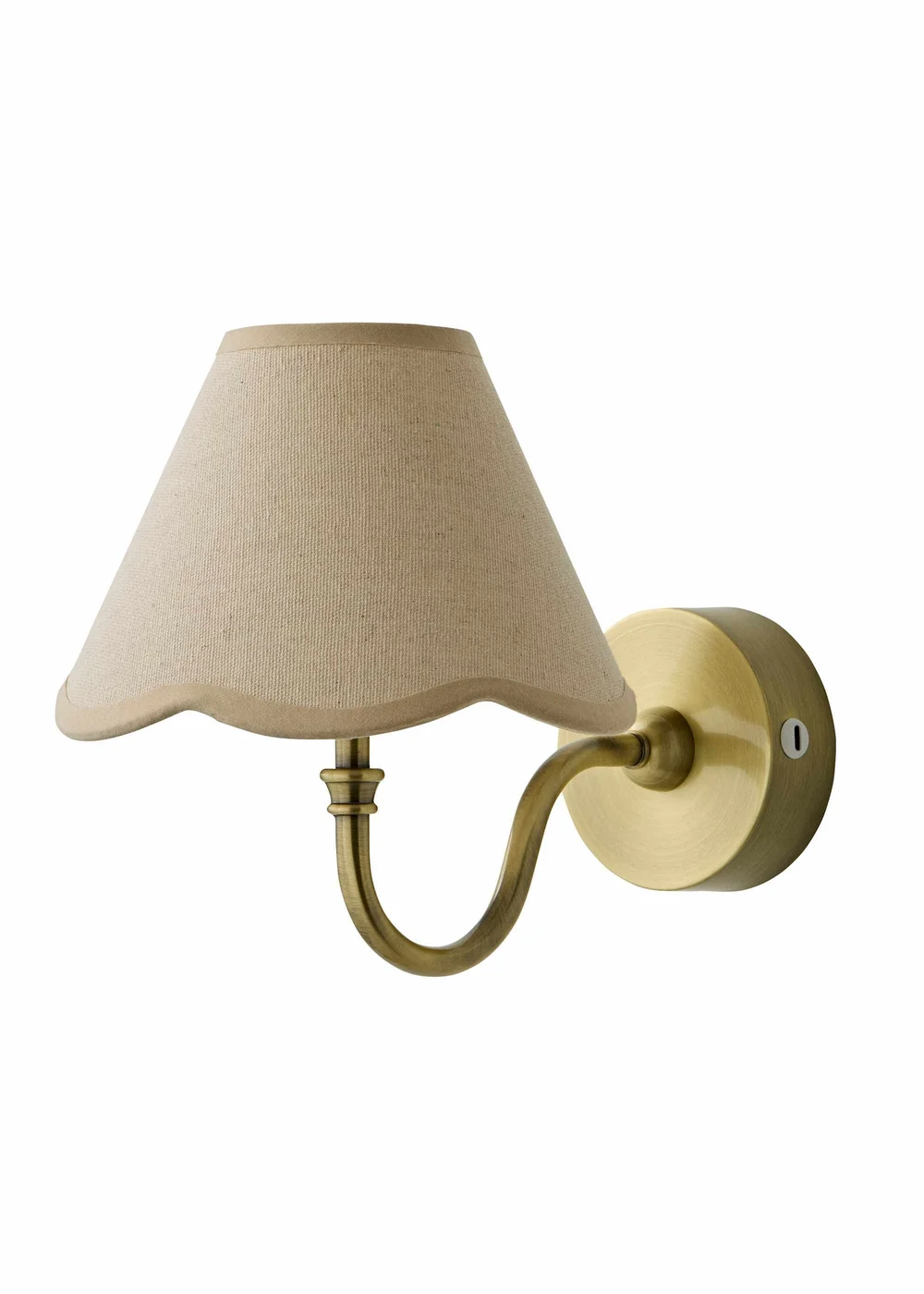 ValueLights Lowe Brushed Gold Rechargeable Wall Light Base with Scallop Trim Natural Shade - One Size Image 4
