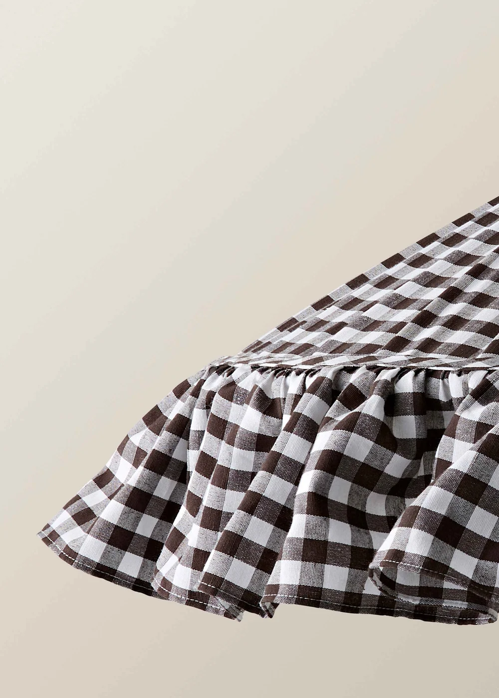 ValueLights Wren Extra Large Brown Gingham Ruffle Skirt Taper Shade 60cm - One Size Image 6