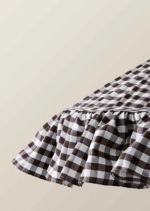 ValueLights Wren Extra Large Brown Gingham Ruffle Skirt Taper Shade 60cm - One Size Image 6