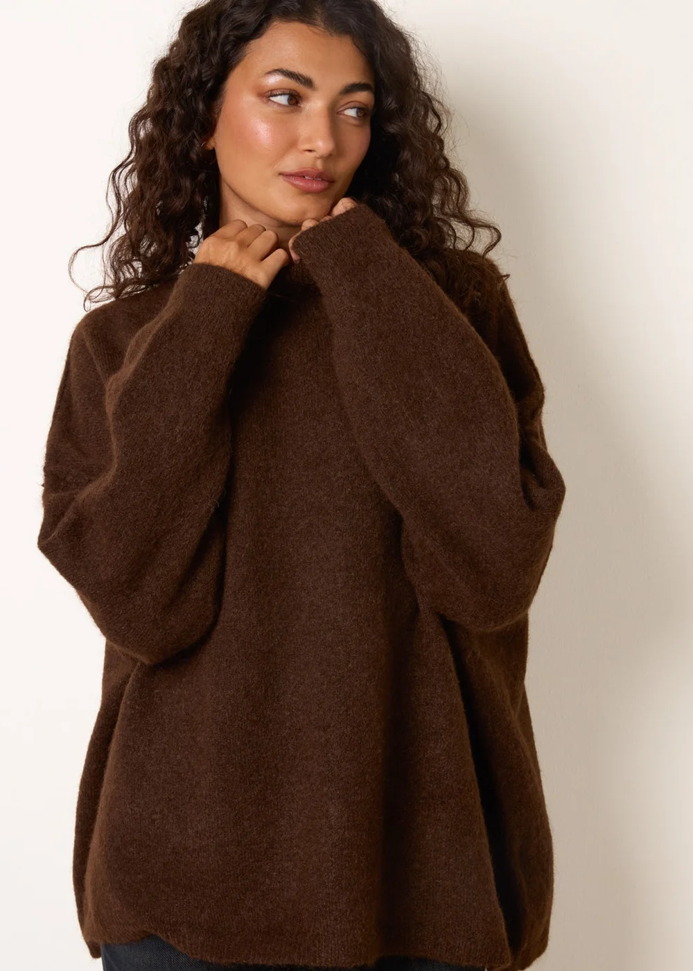 Blue Vanilla Brown High Neck Soft Jumper - One Size Image 1