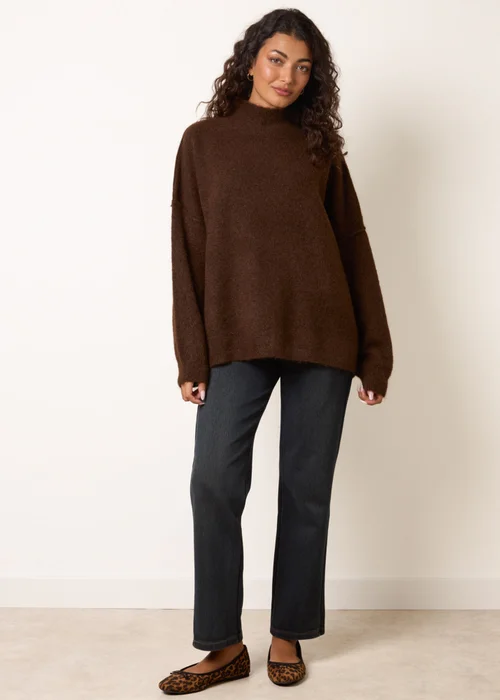 Blue Vanilla Brown High Neck Soft Jumper - One Size Image 3