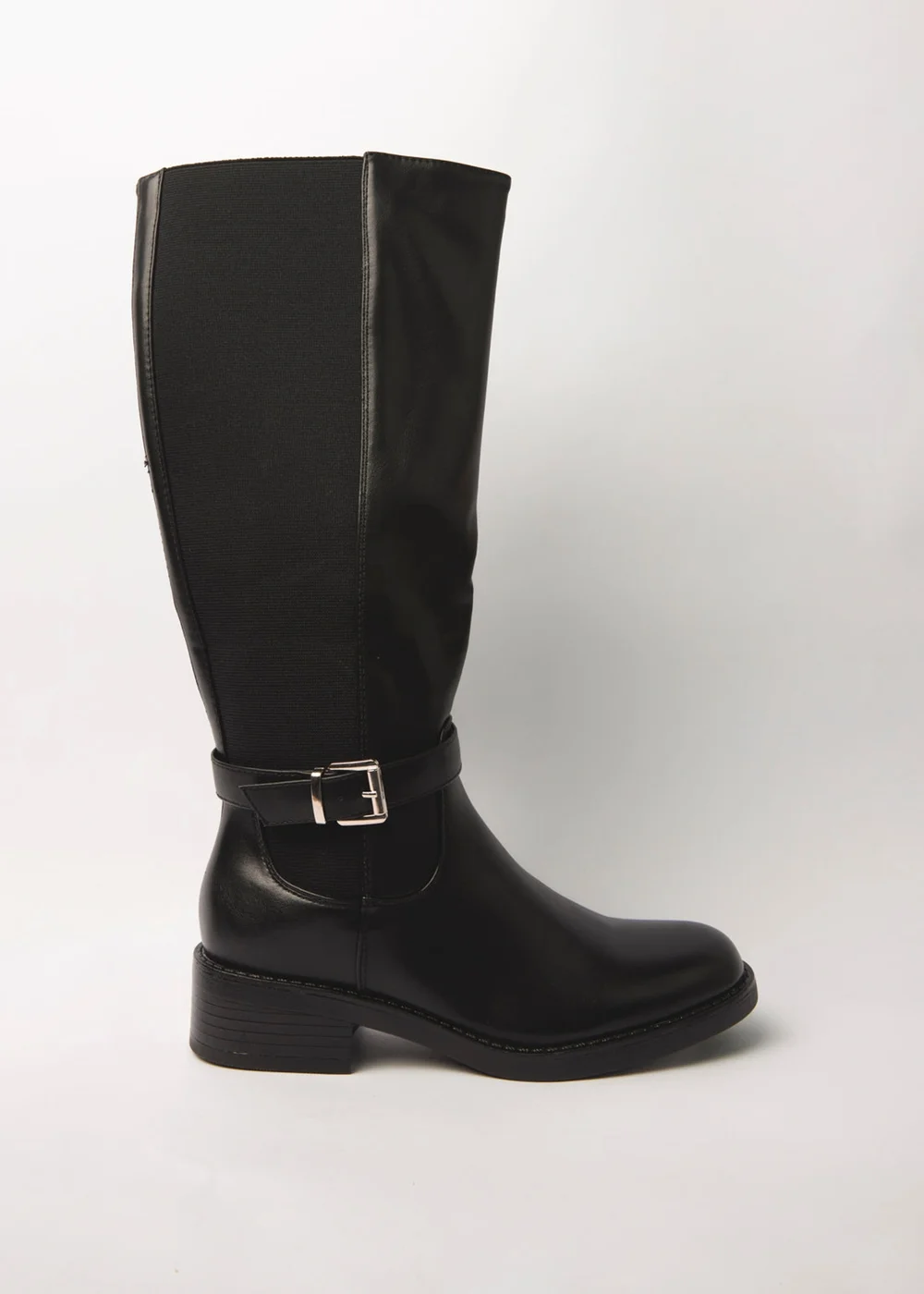 Blue Vanilla Black Buckle Detail Low Heel Long Boots - 3 Image 2