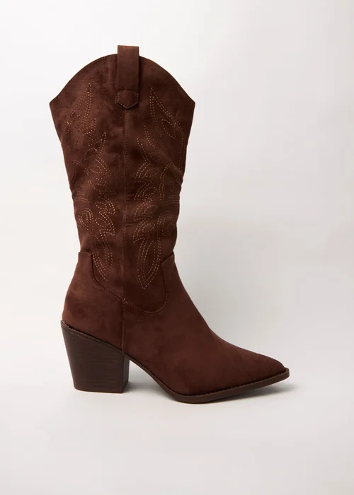 Blue Vanilla Brown Suede Cowboy Boots - 8 Image 3