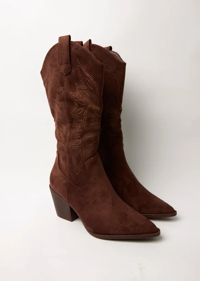 Blue Vanilla Brown Suede Cowboy Boots