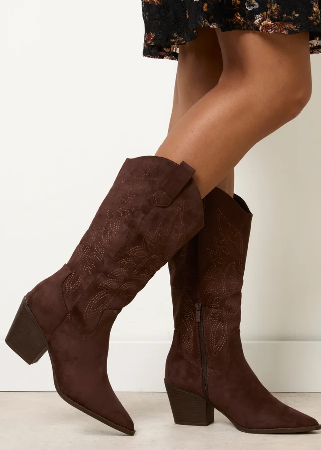 Blue Vanilla Brown Suede Cowboy Boots
