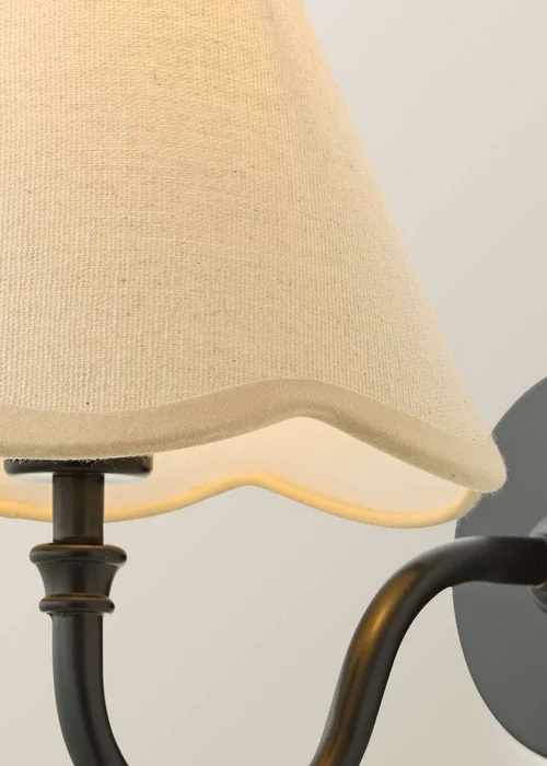 ValueLights Lowe Matte Black Rechargeable Wall Light with Scallop Trim Natural Shade - One Size Image 6