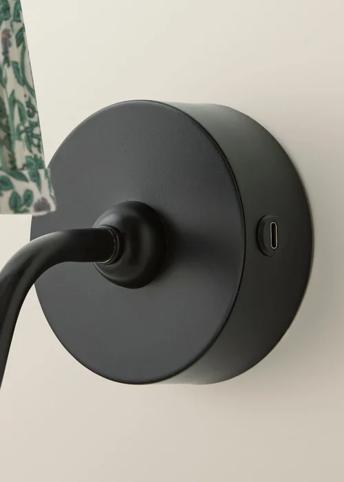 ValueLights Lowe Matte Black Rechargeable Wall Light with Floral Pleated Shade - One Size Image 6