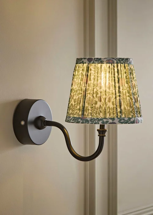 ValueLights Lowe Matte Black Rechargeable Wall Light with Floral Pleated Shade - One Size Image 1