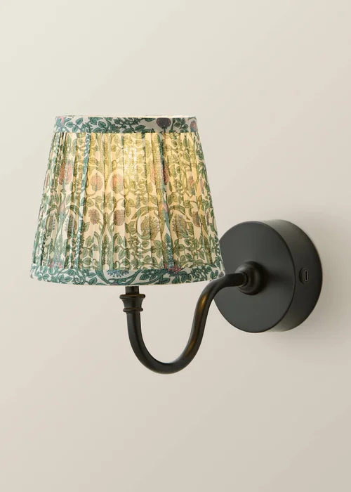 ValueLights Lowe Matte Black Rechargeable Wall Light with Floral Pleated Shade - One Size Image 3