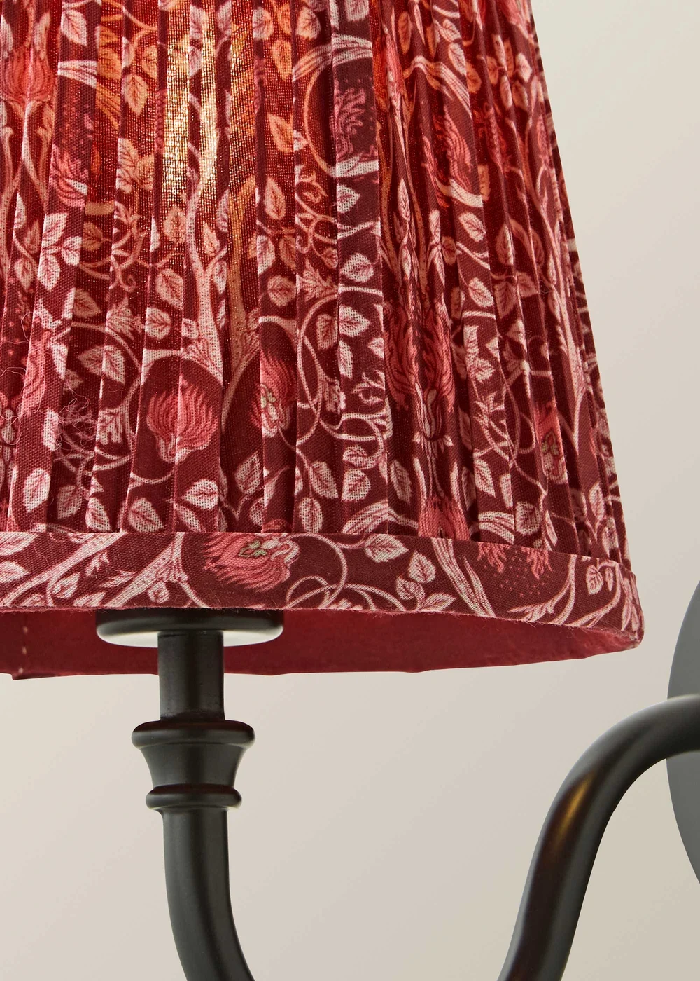 ValueLights Lowe Matte Black Rechargeable Wall Light with Burgandy Floral Pleated Shade - One Size Image 6